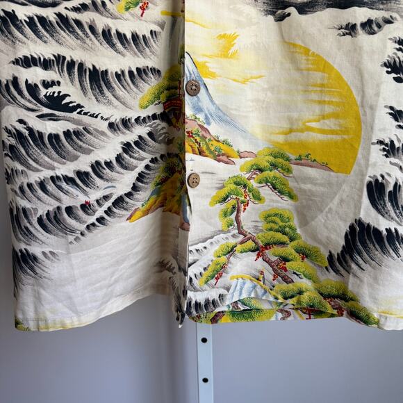 Aardvark’s Odd Ark sz XL White Multicolor Scenic Japanese Print Button Up‎ Shirt - Picture 3 of 7